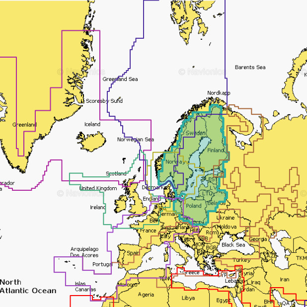 Mapy Navionics+ Large obszary EMEA na kartach mSD
